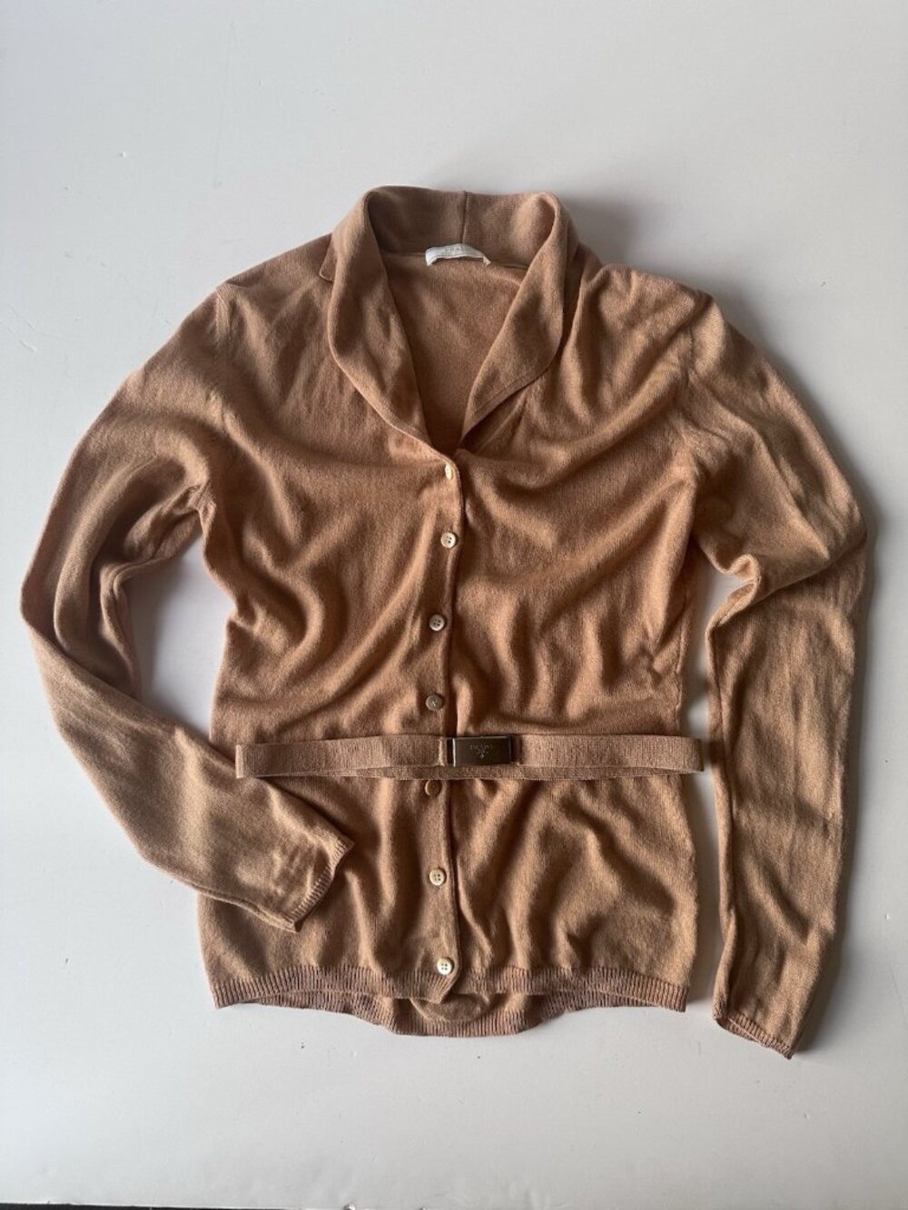 Prada Cardigan Cashmere Beige Belt